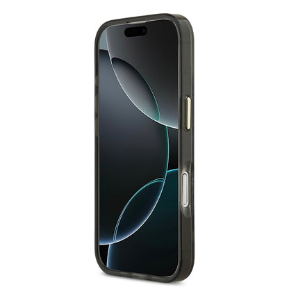 Apple iPhone 17 Kılıf Guess Orjinal Lisanslı M-safe Şarj Özellikli Yazı Logolu Python Desenli Kapak Siyah