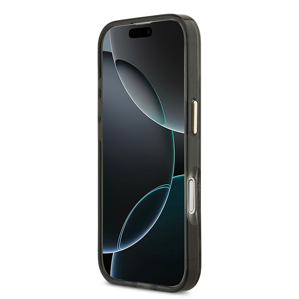 Apple iPhone 17 Kılıf Guess Orjinal Lisanslı M-safe Şarj Özellikli Yazı Logolu Python Desenli Kapak Kahverengi