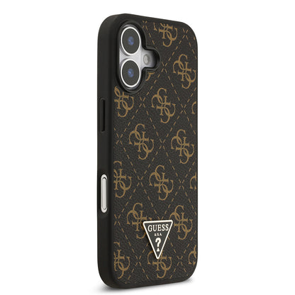 Apple iPhone 17 Kılıf Guess Orjinal Lisanslı PU Deri 4G Desenli Üçgen Logolu Kapak Siyah