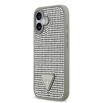 Apple iPhone 17 Kılıf Guess Orjinal Lisanslı Taşlı Arka Yüzey Üçgen Logolu Kapak Gold