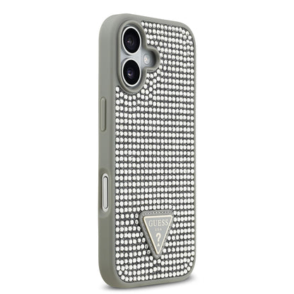 Apple iPhone 17 Kılıf Guess Orjinal Lisanslı Taşlı Arka Yüzey Üçgen Logolu Kapak Siyah