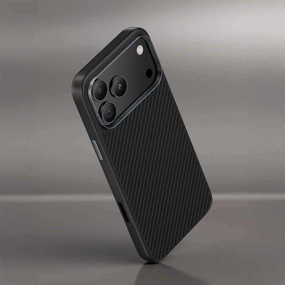 Apple iPhone 17 Kılıf Karbon Fiber M-safe Şarj Özellikli Benks Hybrid ArmorPro 600D Kevlar Kapak Siyah