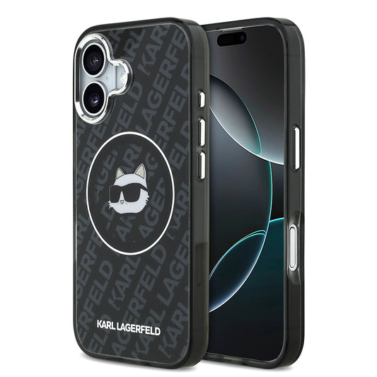 Apple iPhone 17 Kılıf Karl Lagerfeld Orjinal Lisanslı IML Baskılı Choupette Heads Kapak Siyah