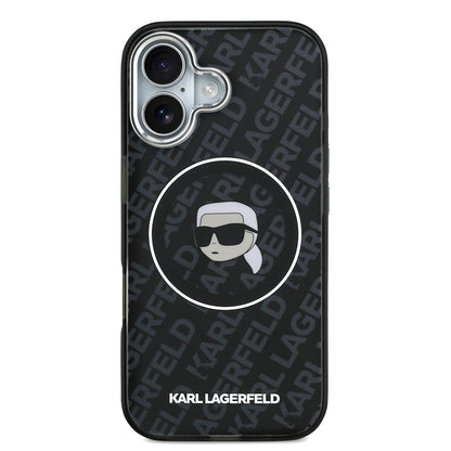 Apple iPhone 17 Kılıf Karl Lagerfeld Orjinal Lisanslı IML Baskılı KL Heads Kapak Siyah
