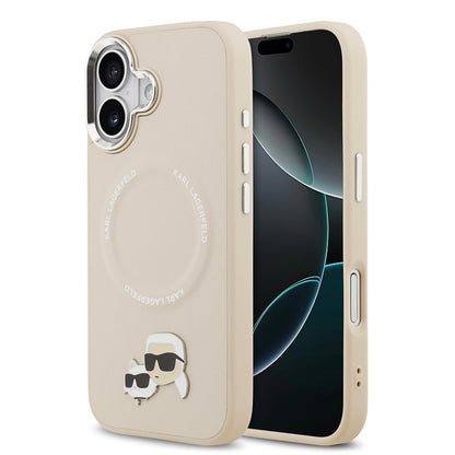 Apple iPhone 17 Kılıf Karl Lagerfeld Orjinal Lisanslı M-safe Şarj Özellikli Metal Kamera ve Buton Tasarımlı K&C PU Deri Kapak Siyah