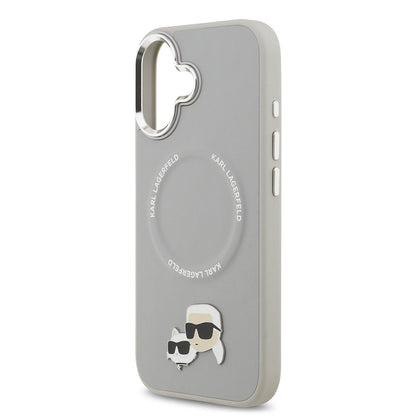 Apple iPhone 17 Kılıf Karl Lagerfeld Orjinal Lisanslı M-safe Şarj Özellikli Metal Kamera ve Buton Tasarımlı K&C PU Deri Kapak Bej