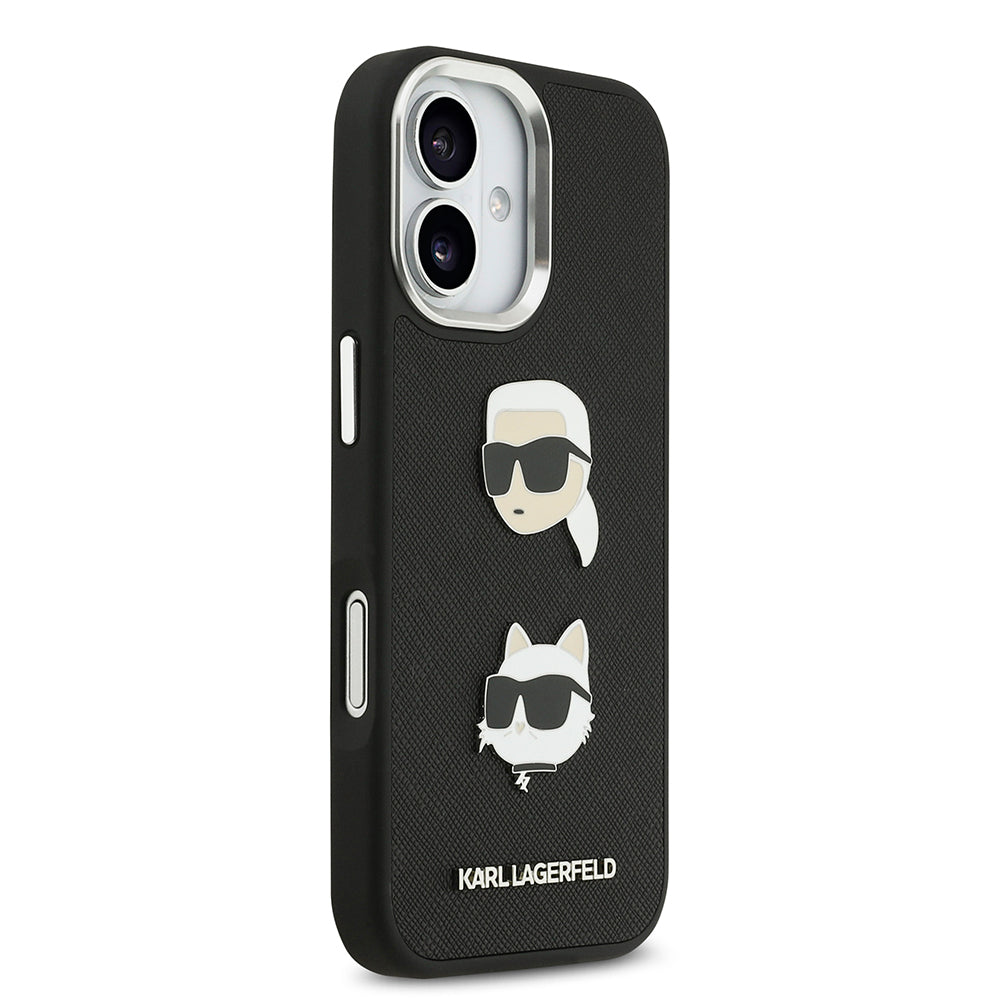 Apple iPhone 17 Kılıf Karl Lagerfeld Orjinal Lisanslı Metal Logolu K&C Heads Pin Kapak Gri