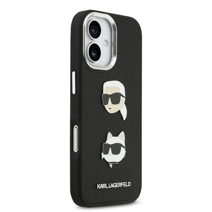 Apple iPhone 17 Kılıf Karl Lagerfeld Orjinal Lisanslı Metal Logolu K&C Heads Pin Kapak Gri