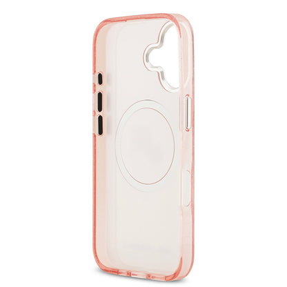 Apple iPhone 17 Kılıf Karl Lagerfeld Orjinal Lisanslı Parlayan Simli Karl & Choupette Heads Kapak Pembe