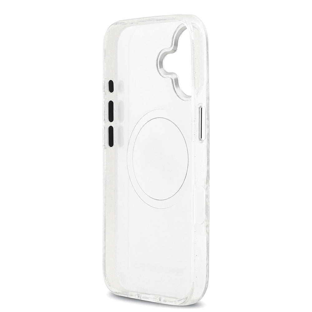 Apple iPhone 17 Kılıf Karl Lagerfeld Orjinal Lisanslı Parlayan Simli Karl & Choupette Heads Kapak Gri