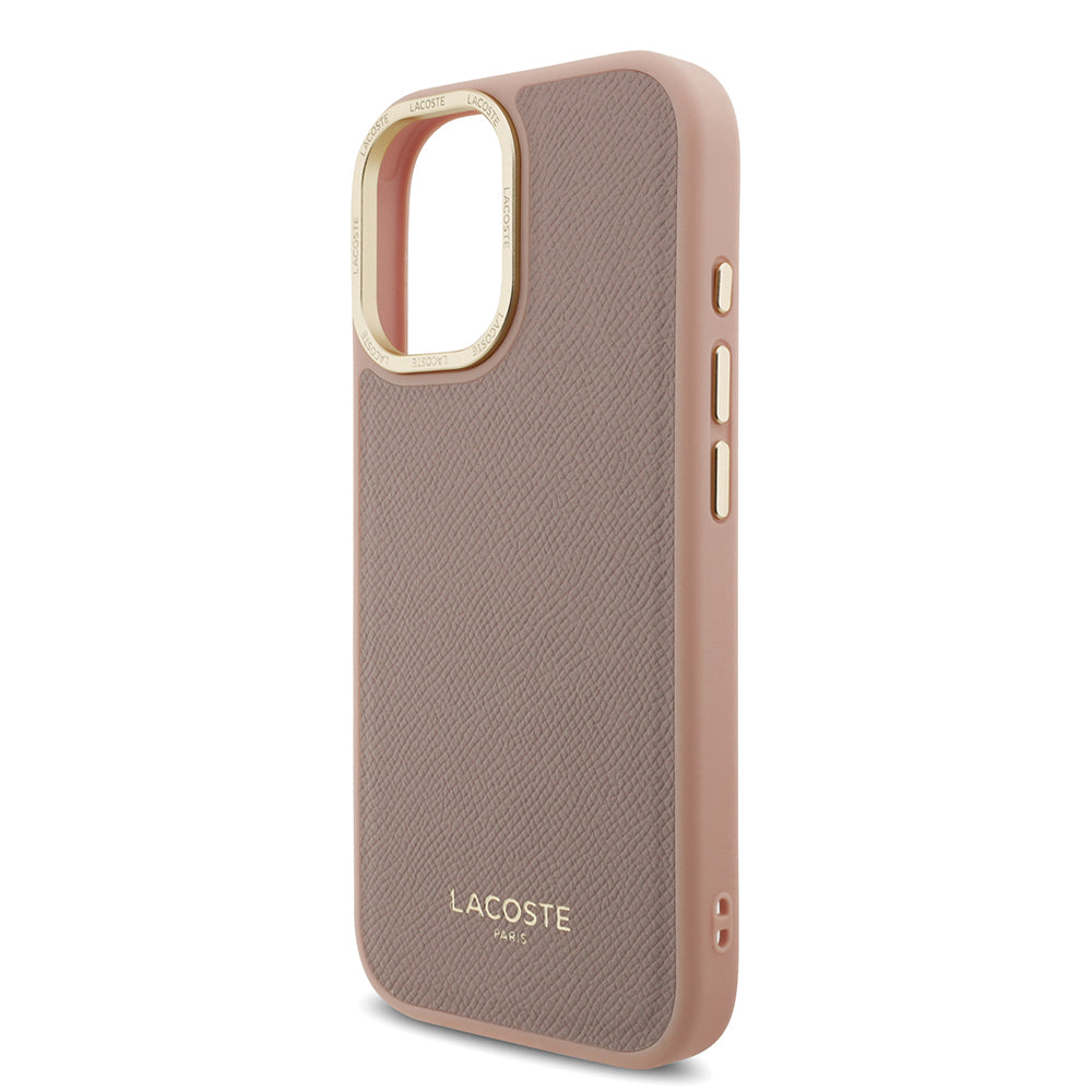 Apple iPhone 17 Kılıf Lacoste Orjinal Lisanslı M-safe Şarj Özellikli Champs Elysees PU Deri Tasarımlı Kapak Gri