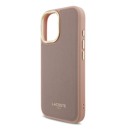 Apple iPhone 17 Kılıf Lacoste Orjinal Lisanslı M-safe Şarj Özellikli Champs Elysees PU Deri Tasarımlı Kapak Gri