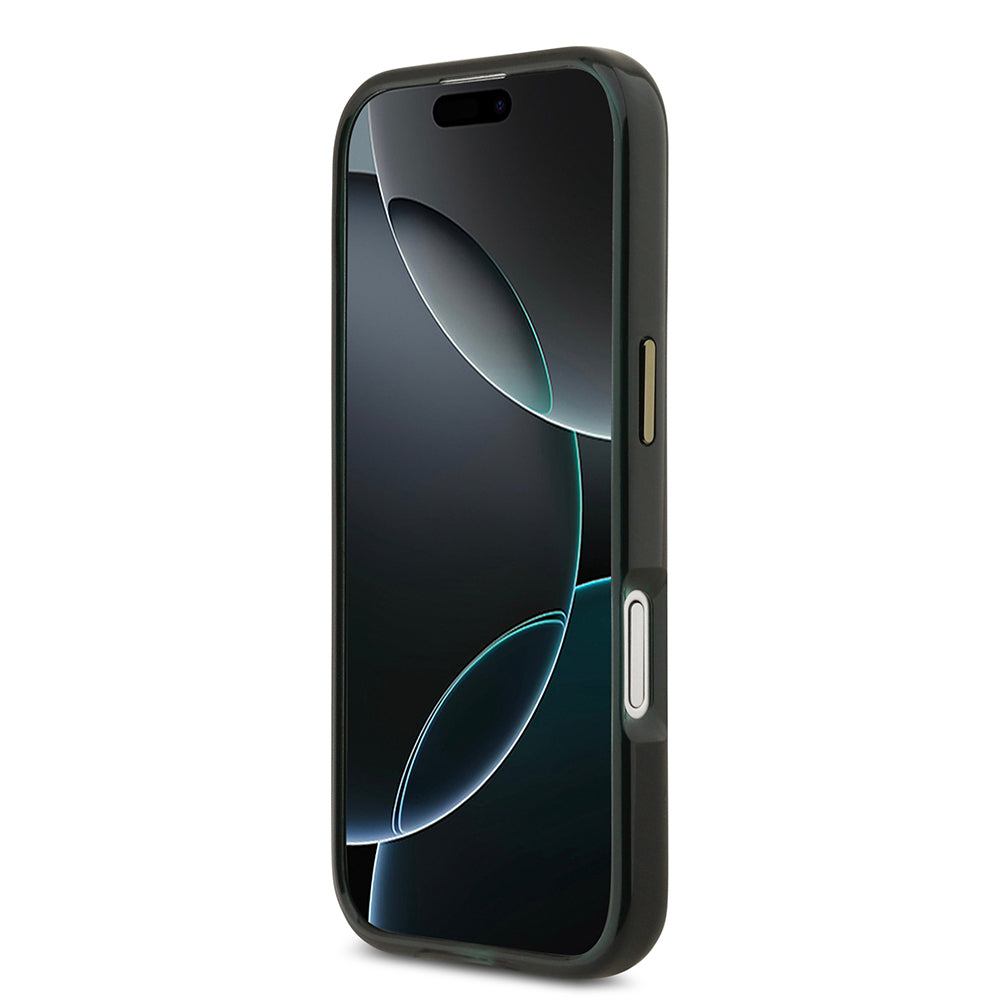 Apple iPhone 17 Kılıf Lacoste Orjinal Lisanslı M-safe Şarj Özellikli Gold Timsah Logolu Buzlu Kapak Siyah