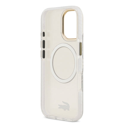 Apple iPhone 17 Kılıf Lacoste Orjinal Lisanslı M-safe Şarj Özellikli Gold Timsah Logolu Buzlu Kapak Yeşil