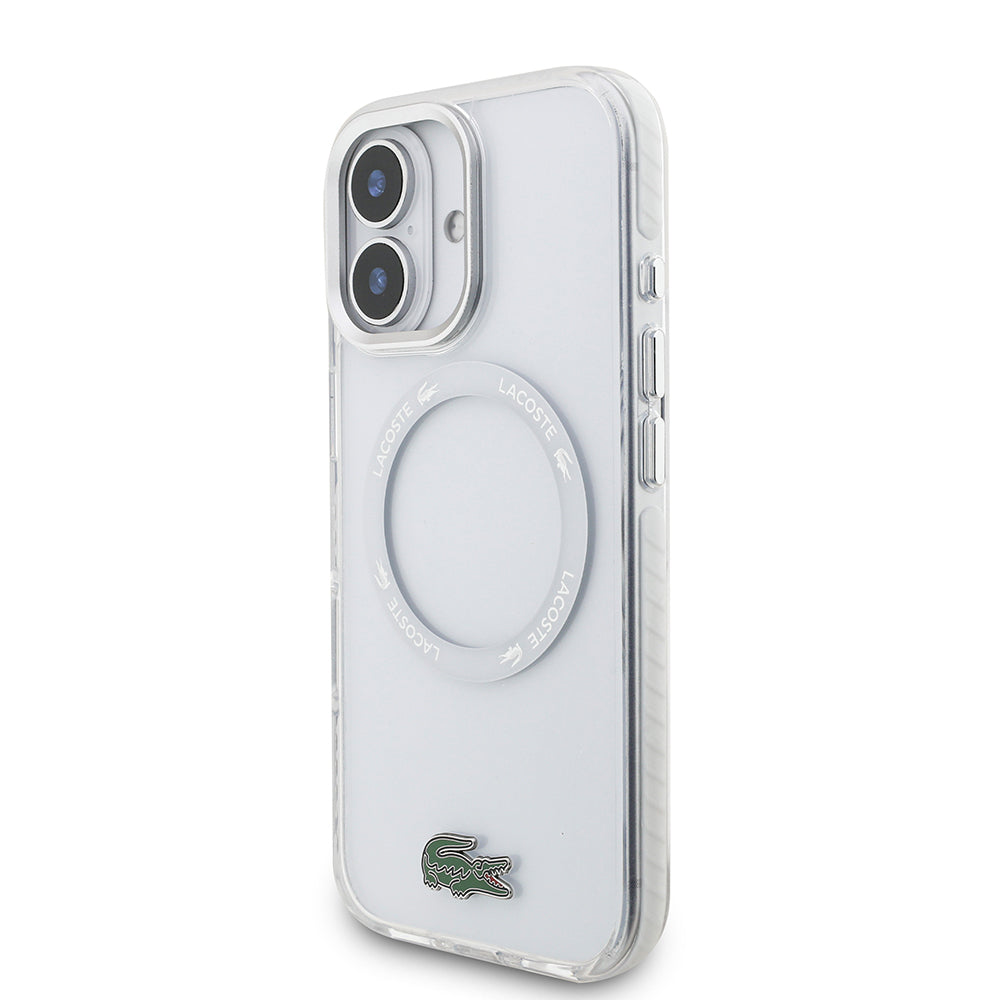 Apple iPhone 17 Kılıf Lacoste Orjinal Lisanslı M-safe Şarj Özellikli İkonik Timsah Logolu Buzlu Kapak Gri