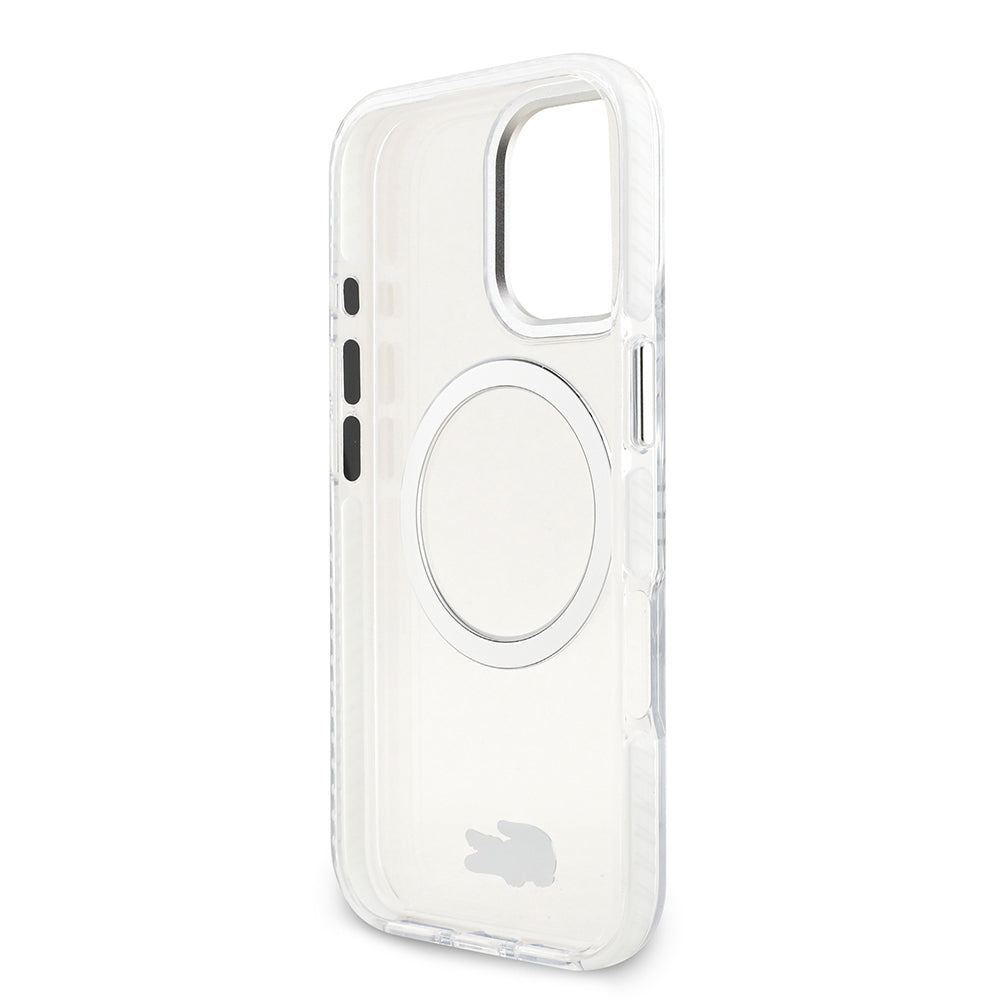 Apple iPhone 17 Kılıf Lacoste Orjinal Lisanslı M-safe Şarj Özellikli İkonik Timsah Logolu Buzlu Kapak Gri