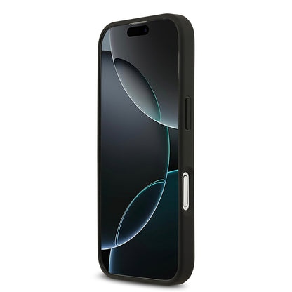 Apple iPhone 17 Kılıf Lacoste Orjinal Lisanslı M-safe Şarj Özellikli PU Deri Tasarımlı Kartlıklı Karışık Monogram Desenli Kapak Siyah