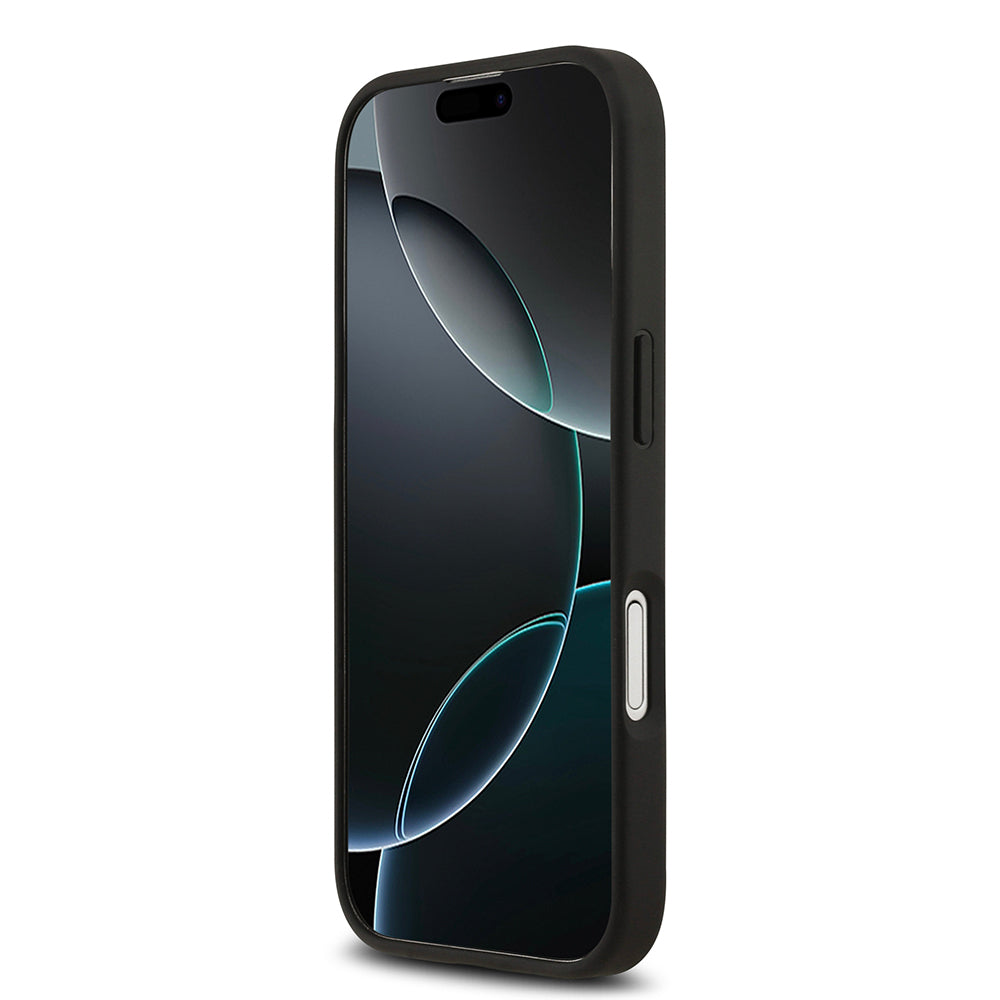 Apple iPhone 17 Kılıf Lacoste Orjinal Lisanslı M-safe Şarj Özellikli PU Deri Tasarımlı Kartlıklı Karışık Monogram Desenli Kapak Siyah