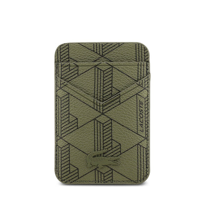 Apple iPhone 17 Kılıf Lacoste Orjinal Lisanslı M-safe Şarj Özellikli PU Deri Tasarımlı Kartlıklı Karışık Monogram Desenli Kapak Siyah