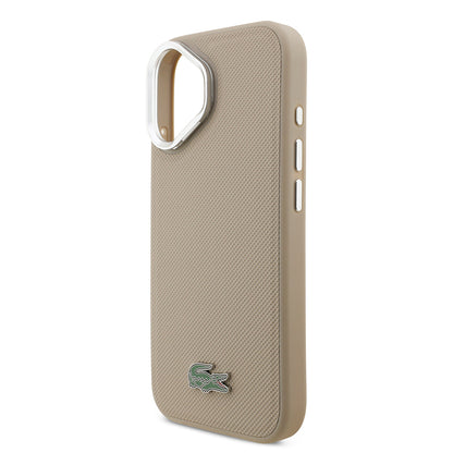 Apple iPhone 17 Kılıf Lacoste Orjinal Lisanslı M-safe Şarj Özellikli PU Pike Desenli Standlı Metal Logolu Kapak Koyu Yeşil