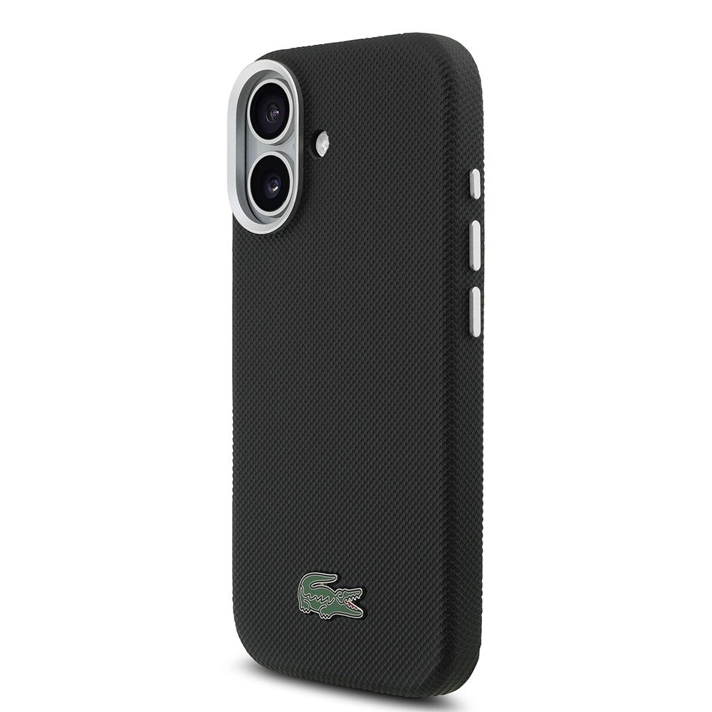 Apple iPhone 17 Kılıf Lacoste Orjinal Lisanslı M-Safe Şarj Özellikli PVC Pike Desenli Arka Yüzey İkonik Timsah Dokuma Logolu Kapak
