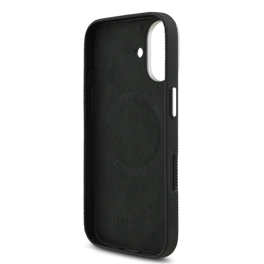 Apple iPhone 17 Kılıf Lacoste Orjinal Lisanslı M-Safe Şarj Özellikli PVC Pike Desenli Arka Yüzey İkonik Timsah Dokuma Logolu Kapak