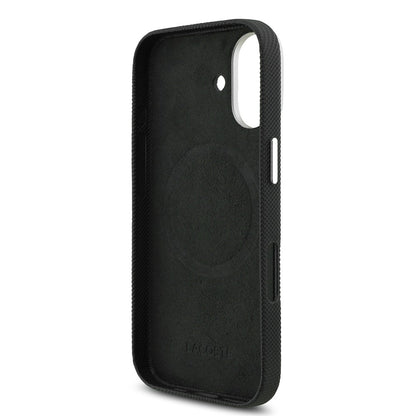 Apple iPhone 17 Kılıf Lacoste Orjinal Lisanslı M-Safe Şarj Özellikli PVC Pike Desenli Arka Yüzey İkonik Timsah Dokuma Logolu Kapak