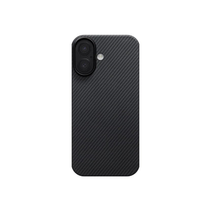 Apple iPhone 17 Kılıf M-safe Şarj Özellikli 1500D Aramid Fiber Pitaka Ultra-Slim Classic Serisi Black-Grey Twill Kapak Siyah-Gri