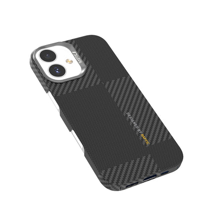 Apple iPhone 17 Kılıf M-safe Şarj Özellikli 600D Metal Kamera Çerçeveli Raptic Aramid Fiber Geotik Serisi Kapak Siyah