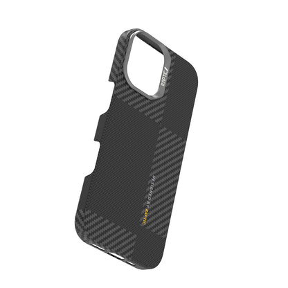Apple iPhone 17 Kılıf M-safe Şarj Özellikli 600D Metal Kamera Çerçeveli Raptic Aramid Fiber Geotik Serisi Kapak Siyah