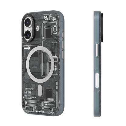 Apple iPhone 17 Kılıf M-safe Şarj Özellikli Kamera Denetim Butonlu Youngkit Technology Serisi Kapak Turuncu