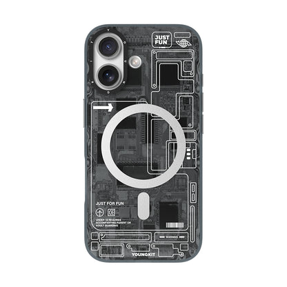 Apple iPhone 17 Kılıf M-safe Şarj Özellikli Kamera Denetim Butonlu Youngkit Technology Serisi Kapak Siyah