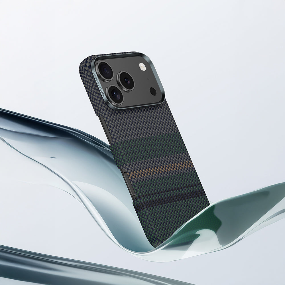 Apple iPhone 17 Kılıf M-safe Şarj Özellikli Karbon Fiber Tasarımlı Benks Aurora ArmorAir Kevlar Kapak Siyah