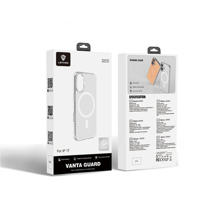 Apple iPhone 17 Kılıf M-safe Şarj Özellikli Metal Kamera Çerçeveli Airbag Tasarımlı Lenyes CK221 Sert PC Kapak Turuncu