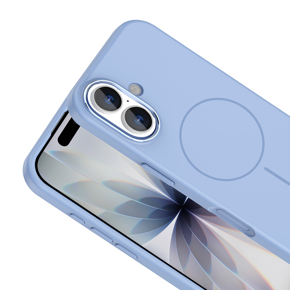 Apple iPhone 17 Kılıf M-Safe Şarj Özellikli Metal Kamera Çerçeveli Zore Edi Silikon Kapak Titanyum-Gri