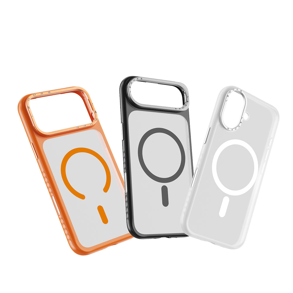 Apple iPhone 17 Kılıf M-safe Şarj Özellikli Metal Kamera Standlı Lenyes CK226 PC Kapak Şeffaf