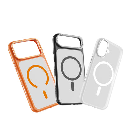 Apple iPhone 17 Kılıf M-safe Şarj Özellikli Metal Kamera Standlı Lenyes CK226 PC Kapak Şeffaf