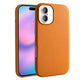 Apple iPhone 17 Kılıf M-safe Şarj Özellikli PU Deri Görünümlü Zore Kupra Kapak Turuncu