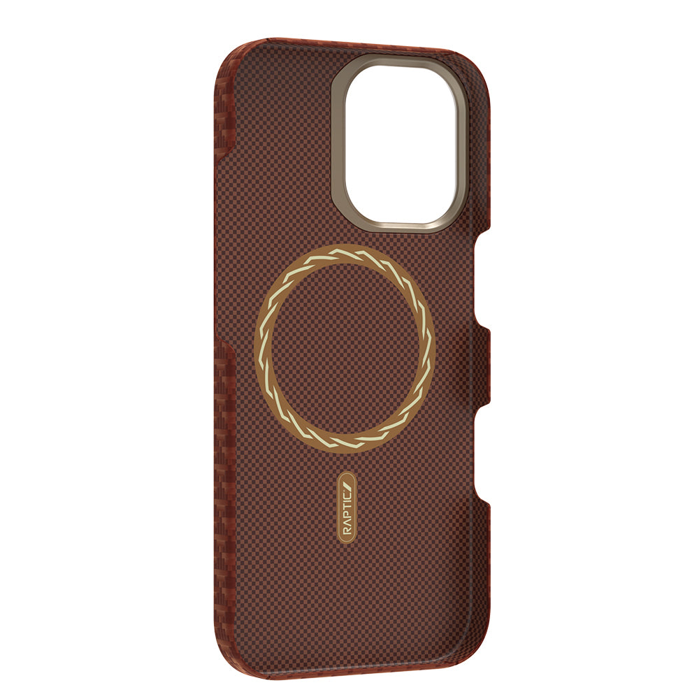 Apple iPhone 17 Kılıf M-safe Şarj Özellikli Raptic Aramid Skin Origin Serisi Kapak Kahverengi