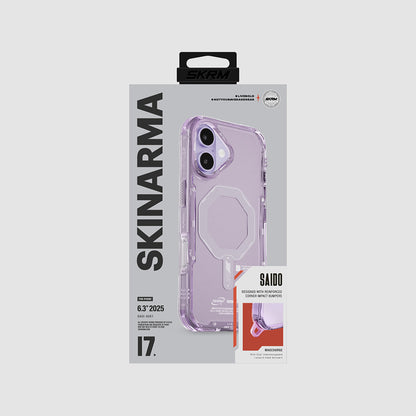 Apple iPhone 17 Kılıf M-safe Şarj Özellikli Şeffaf Airbag Tasarımlı Skinarma Saido Mag-Charge Kapak Mavi