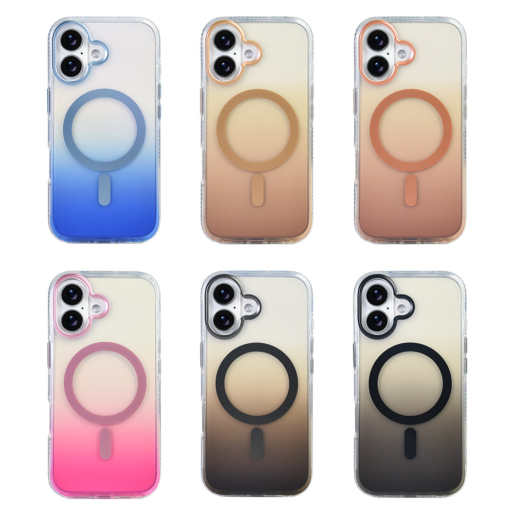 Apple iPhone 17 Kılıf M-safe Şarj Özellikli Transparan Renk Geçişli Zore Toros Kapak Gri