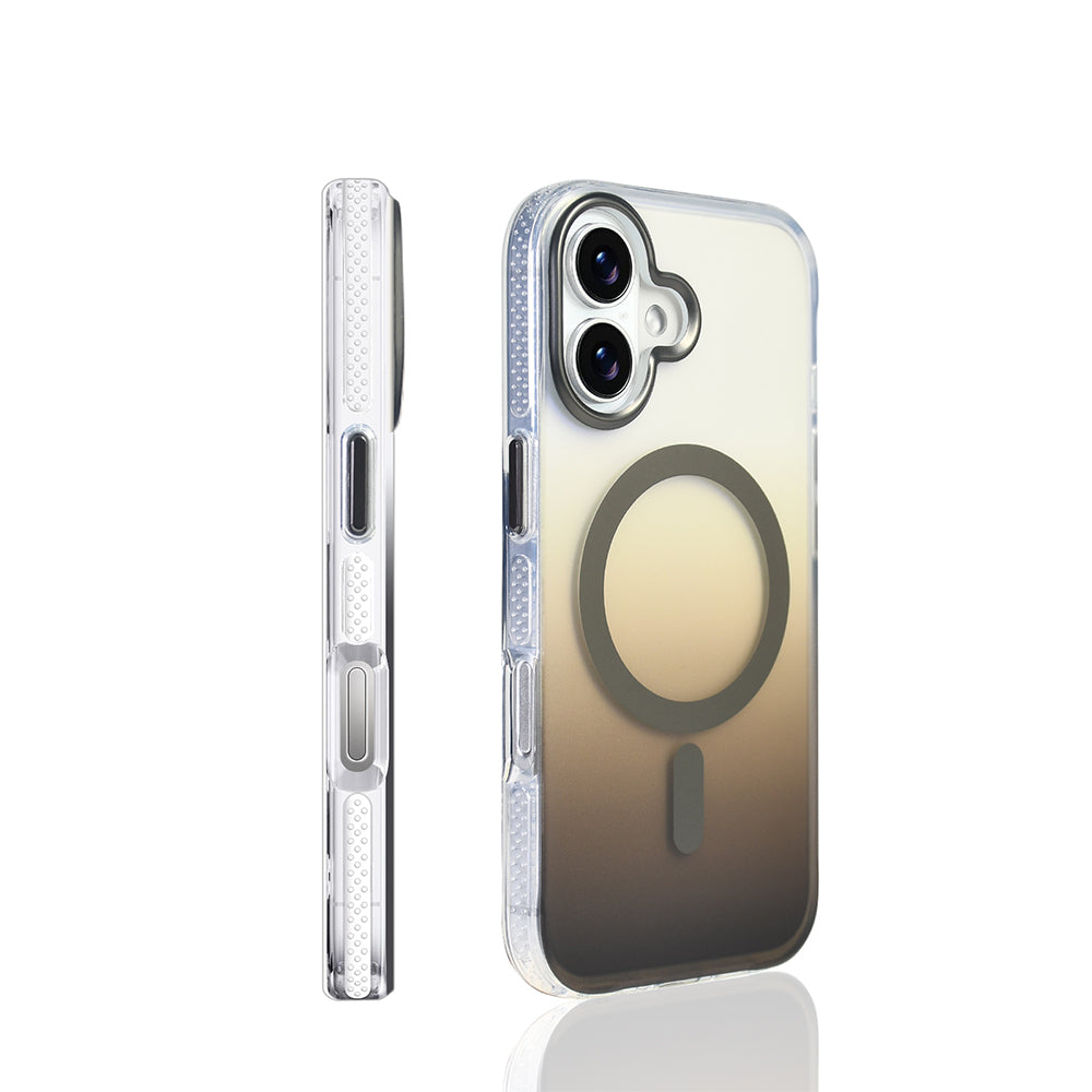 Apple iPhone 17 Kılıf M-safe Şarj Özellikli Transparan Renk Geçişli Zore Toros Kapak Siyah