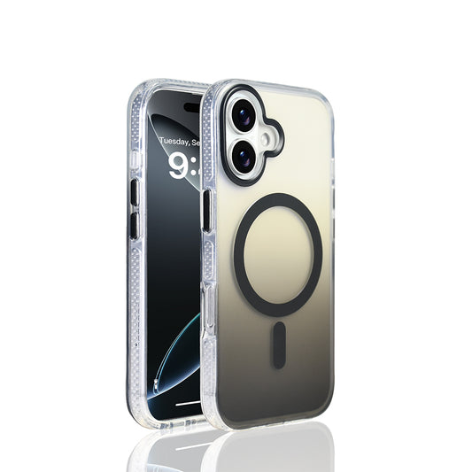 Apple iPhone 17 Kılıf M-safe Şarj Özellikli Transparan Renk Geçişli Zore Toros Kapak Siyah