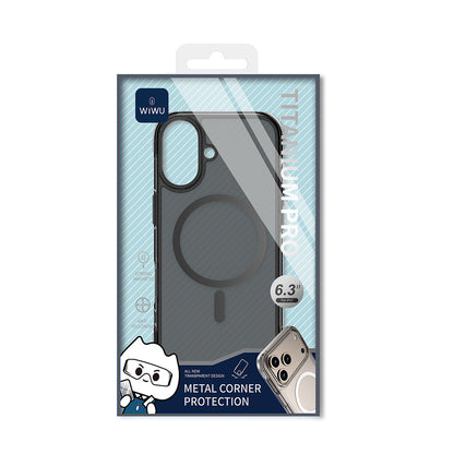 Apple iPhone 17 Kılıf M-safe Şarj Özellikli Wiwu MCC-702 Titanyum Pro Serisi Sert PC Kapak Şeffaf