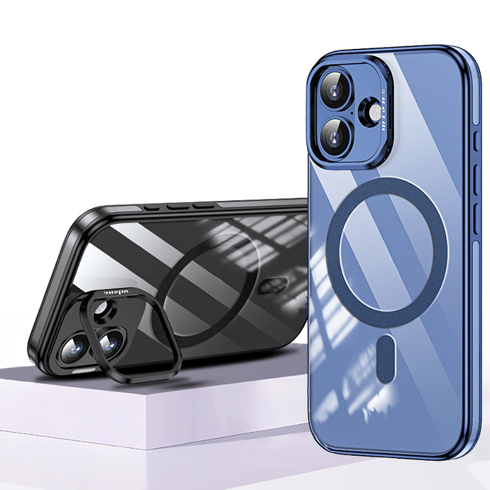 Apple iPhone 17 Kılıf M-safe Şarj Özellikli Wlons Standlı Efsane Kapak Siyah