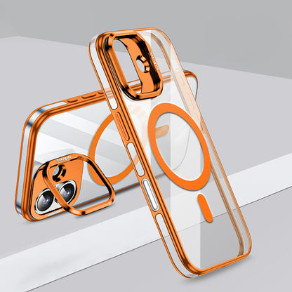 Apple iPhone 17 Kılıf M-safe Şarj Özellikli Wlons Standlı Efsane Kapak Turuncu