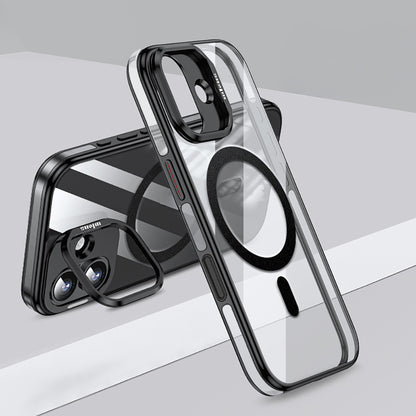 Apple iPhone 17 Kılıf M-safe Şarj Özellikli Wlons Standlı Efsane Kapak Siyah