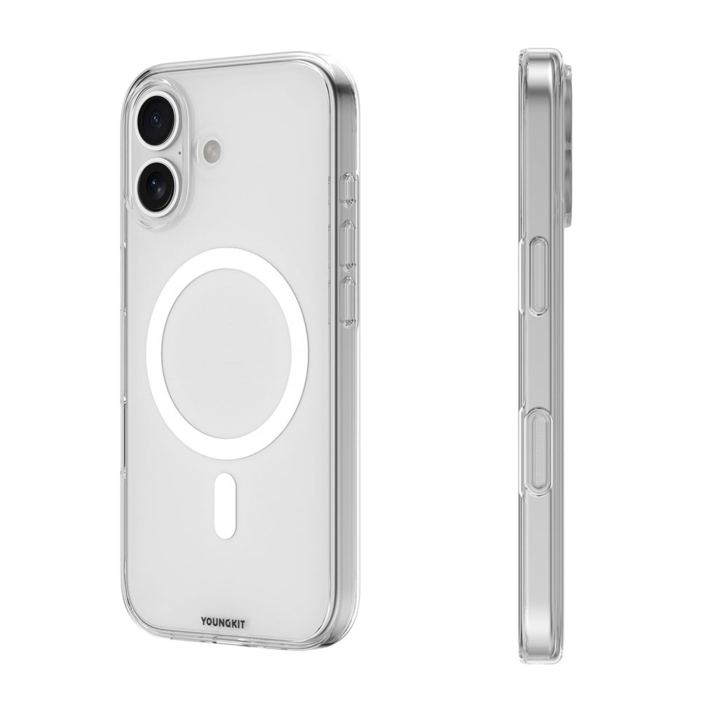 Apple iPhone 17 Kılıf M-safe Şarj Özellikli Youngkit Clear Serisi Kapak Turuncu