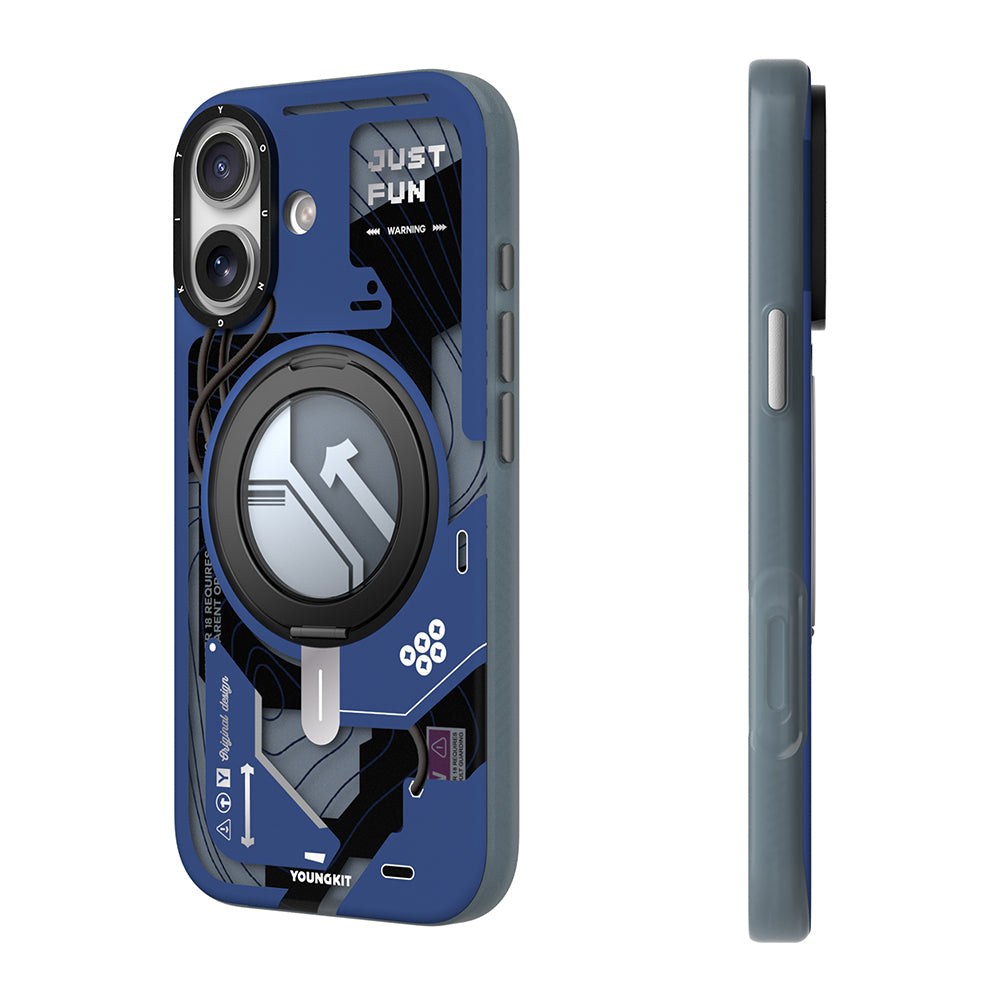 Apple iPhone 17 Kılıf M-safe Şarj Özellikli Youngkit Starship Serisi Kapak Mavi