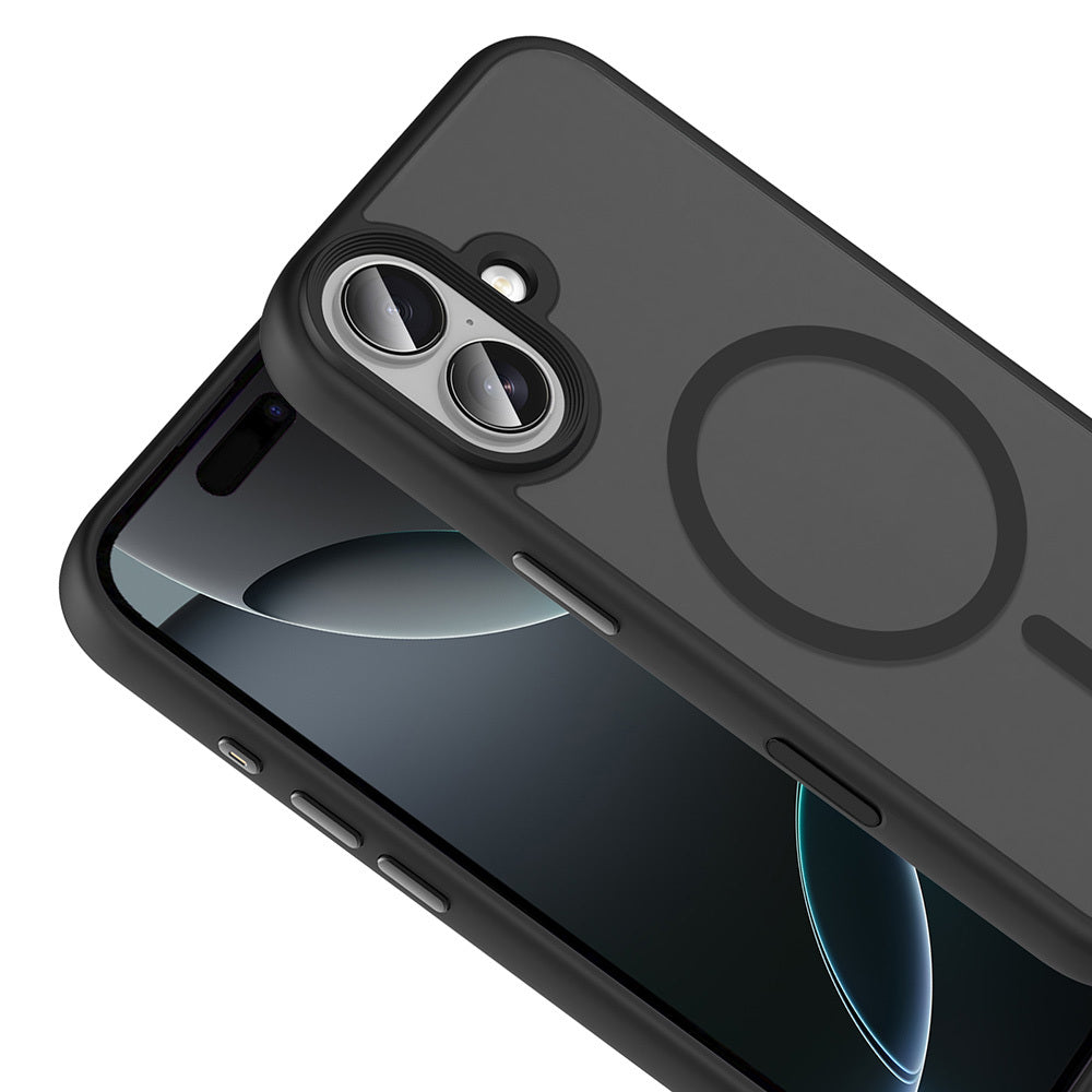 Apple iPhone 17 Kılıf Mat Arka Yüzey Wireless Şarj Özellikli Zore Flet M-safe Kapak Desert Titanyum